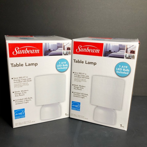 Sunbeam Accents 2 Sunbeam Led Table Lamps White Shade Nib Poshmark